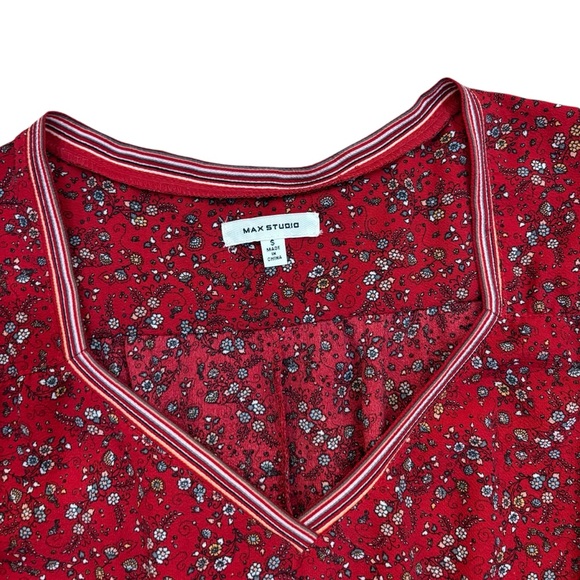 MAX STUDIO | Beautiful Red Floral Boho Tiered Dress size Small - Picture 7 of 12